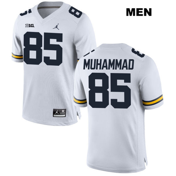 Men's NCAA Michigan Wolverines Mustapha Muhammad #85 White Jordan Brand Authentic Stitched Football College Jersey FL25P48FB